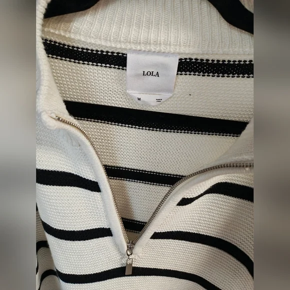 Striped Half Zip Sweater M - Picture 2 of 3